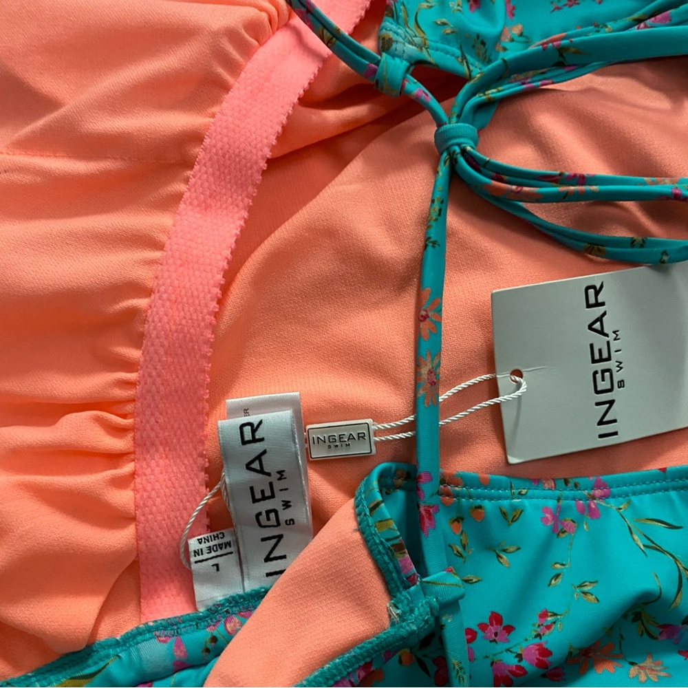 NEW Ingear Aqua Floral One-Piece Swimsuit - Picture 3 of 3